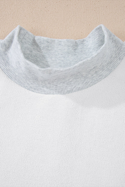 Solid Reversible Mock Neck Oversized Sweatshirt