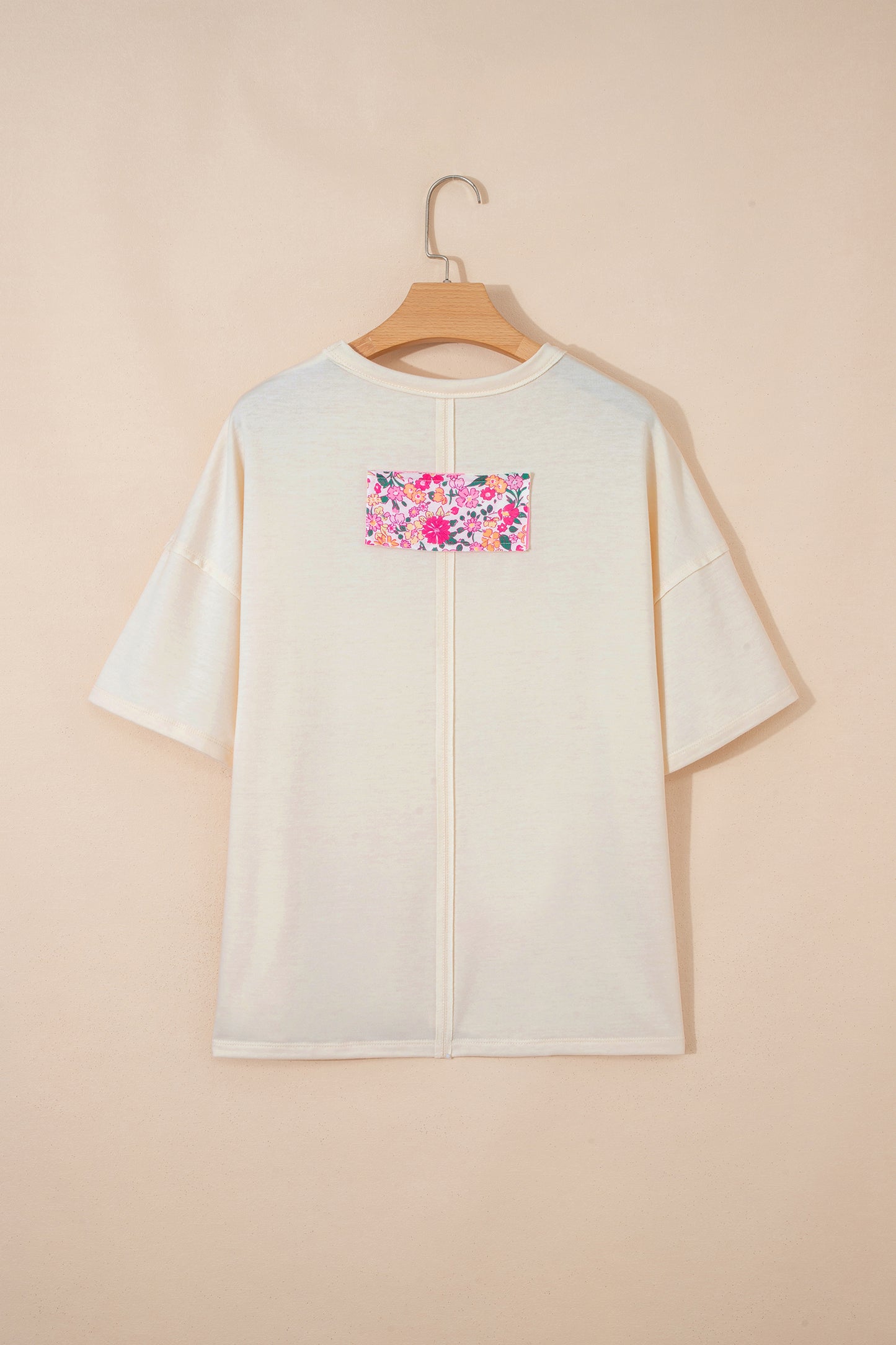 Floral Patchwork Raw Seam Oversize Tee