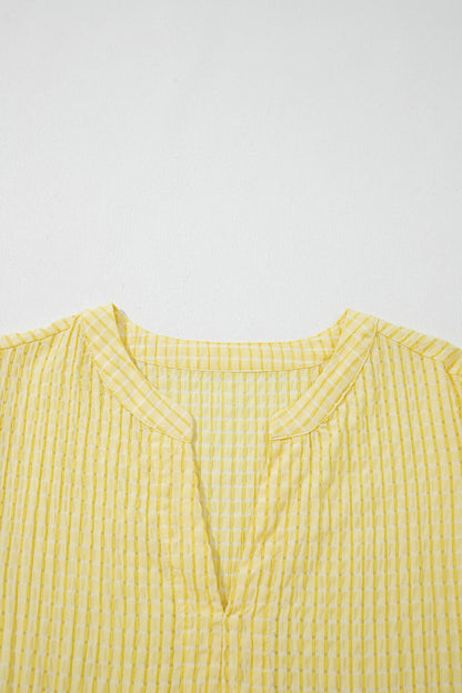 Gingham Textured Bow Tie Tiered Midi Dress