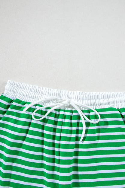 Stripe Cap Sleeve Tee and Shorts Set