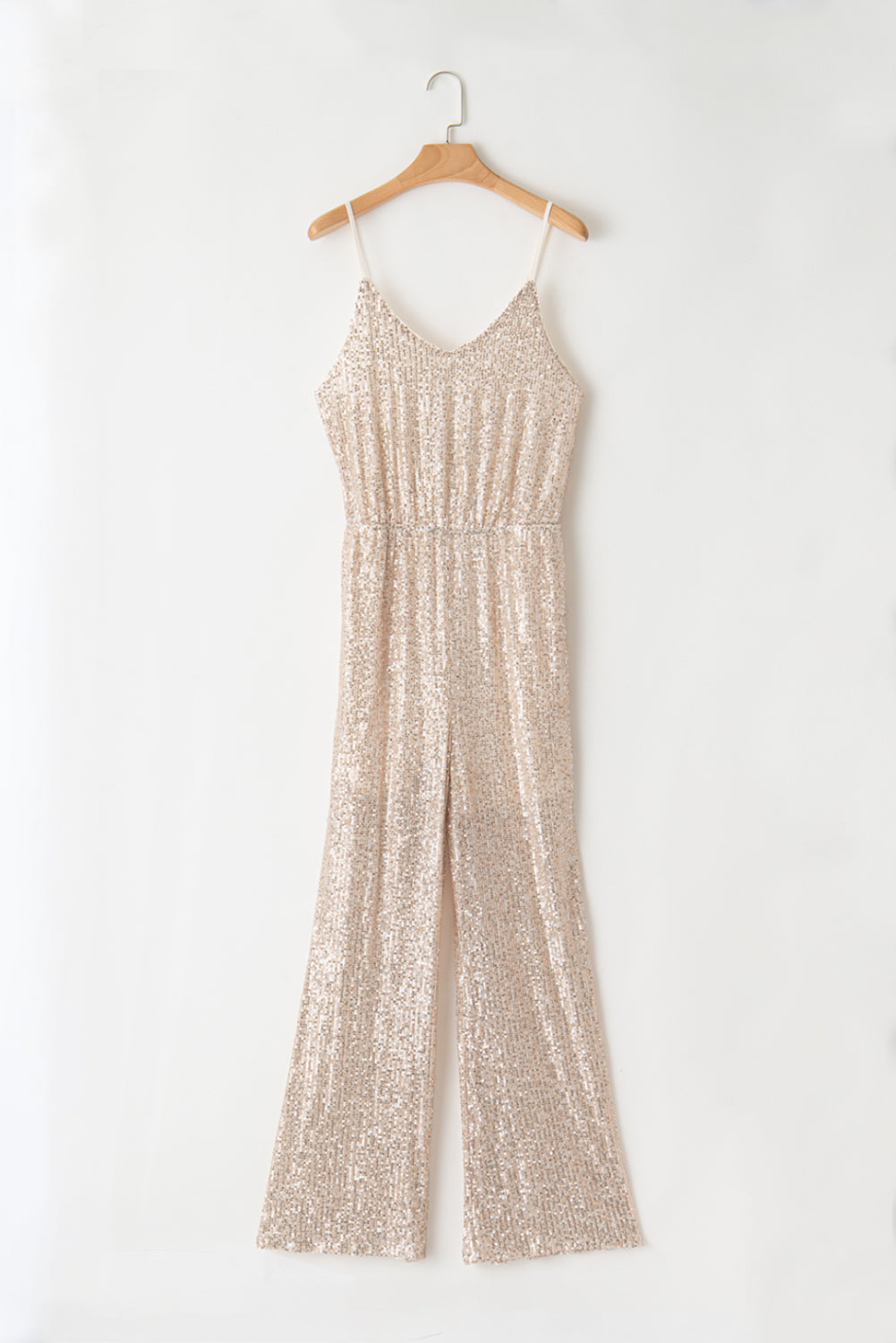 Sequin Sleeveless V-Neck Pocketed Jumpsuit