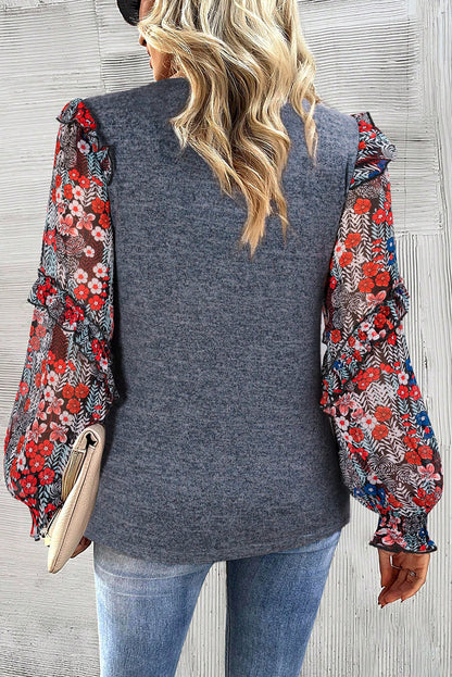 Floral Ruffle Long Sleeve Blouse