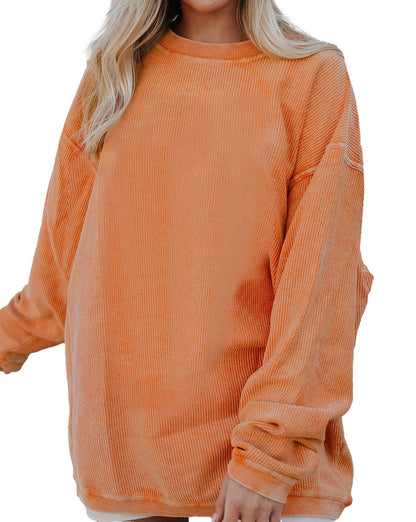 Ribbed Long Sleeve Oversized Sweatshirt