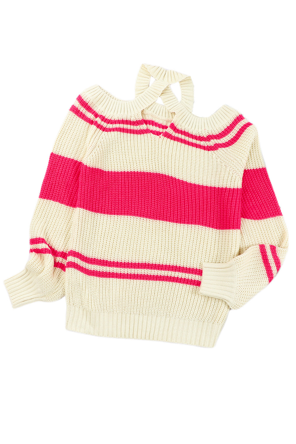 Stripe Cold Shoulder Sweater