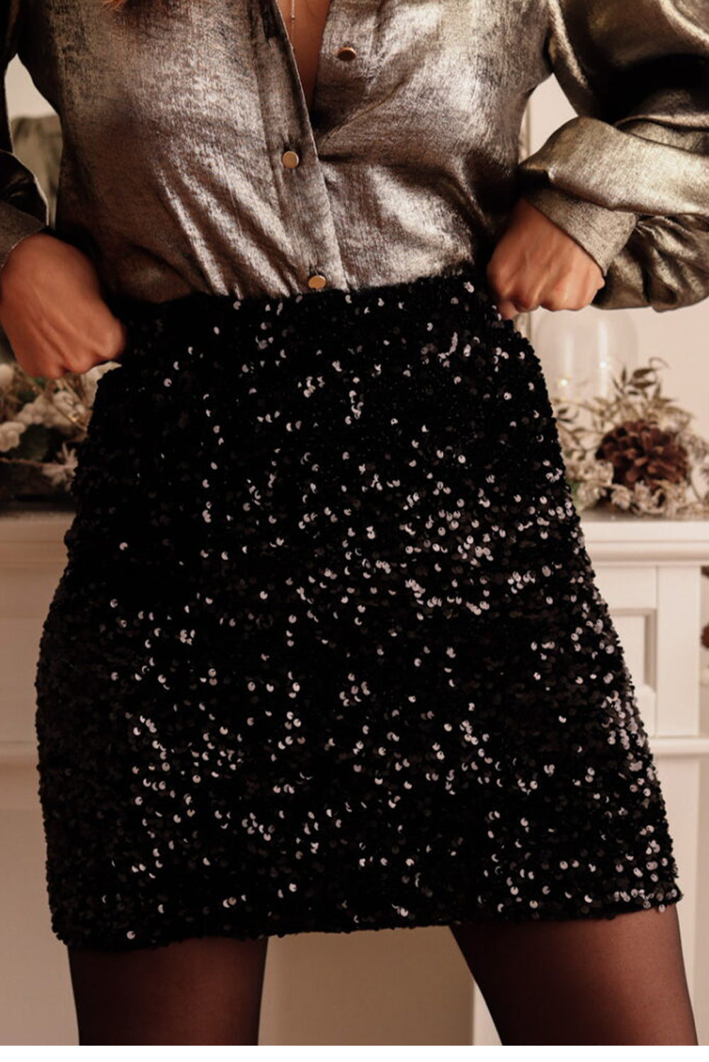 Sequin Bodycon Mini Skirt