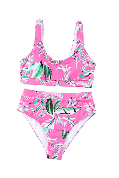 Tropical Ribbed Bikini Swimsuit