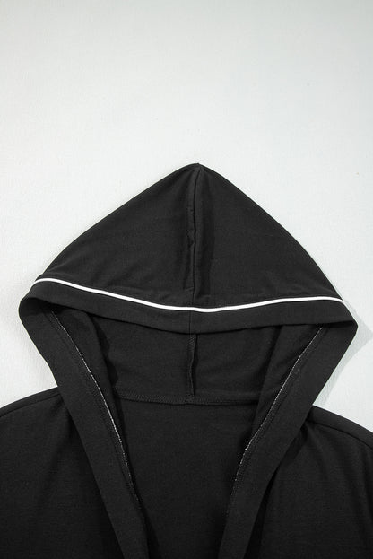 Contrast Trim Hooded Cardigan and Pants Set