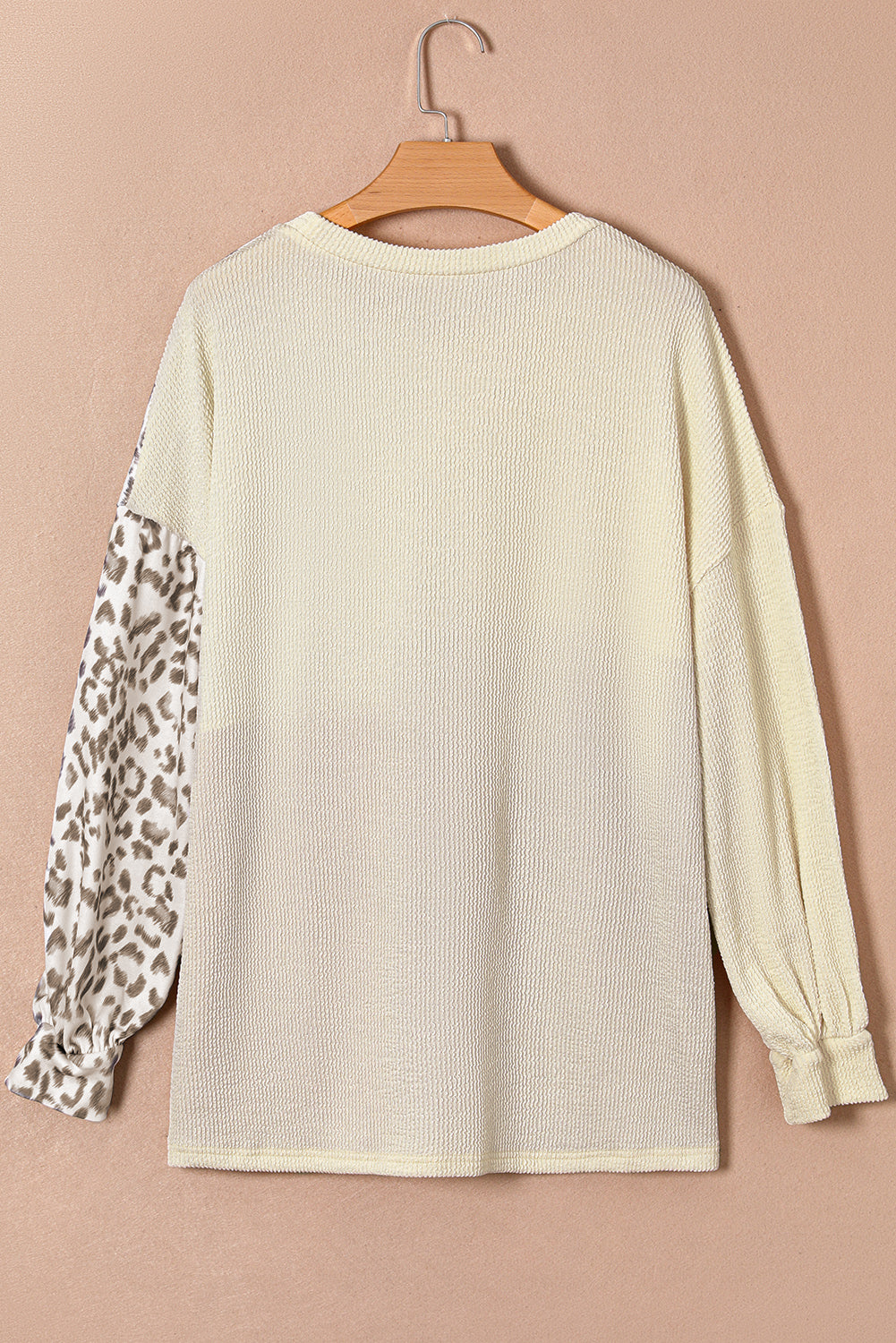 Plus Size Colorblock Leopard Ribbed Top