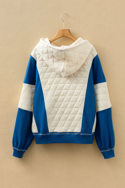 Colorblock Quilted Fleece Patchwork Oversize Hoodie