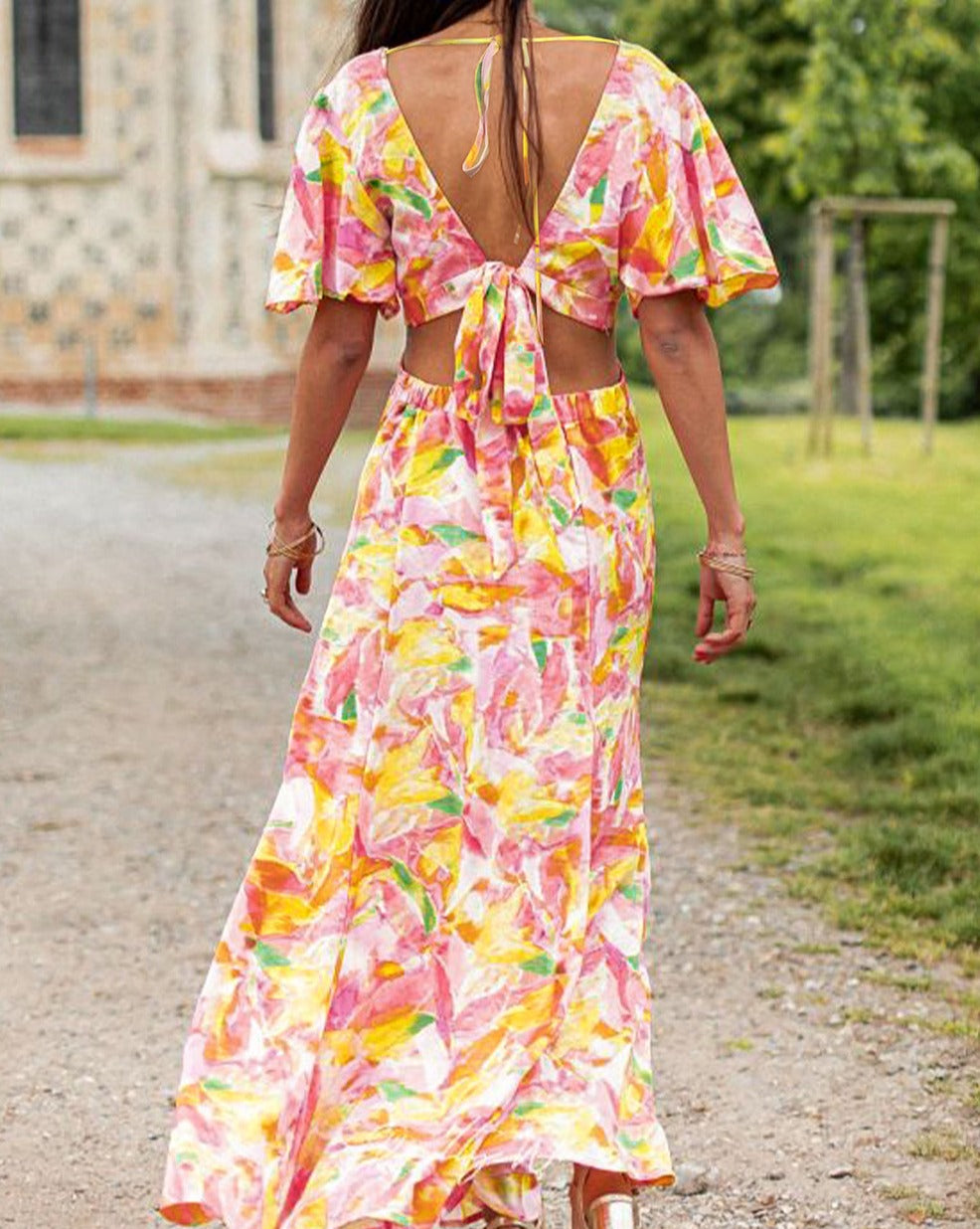 Floral Tie Back Maxi Dress