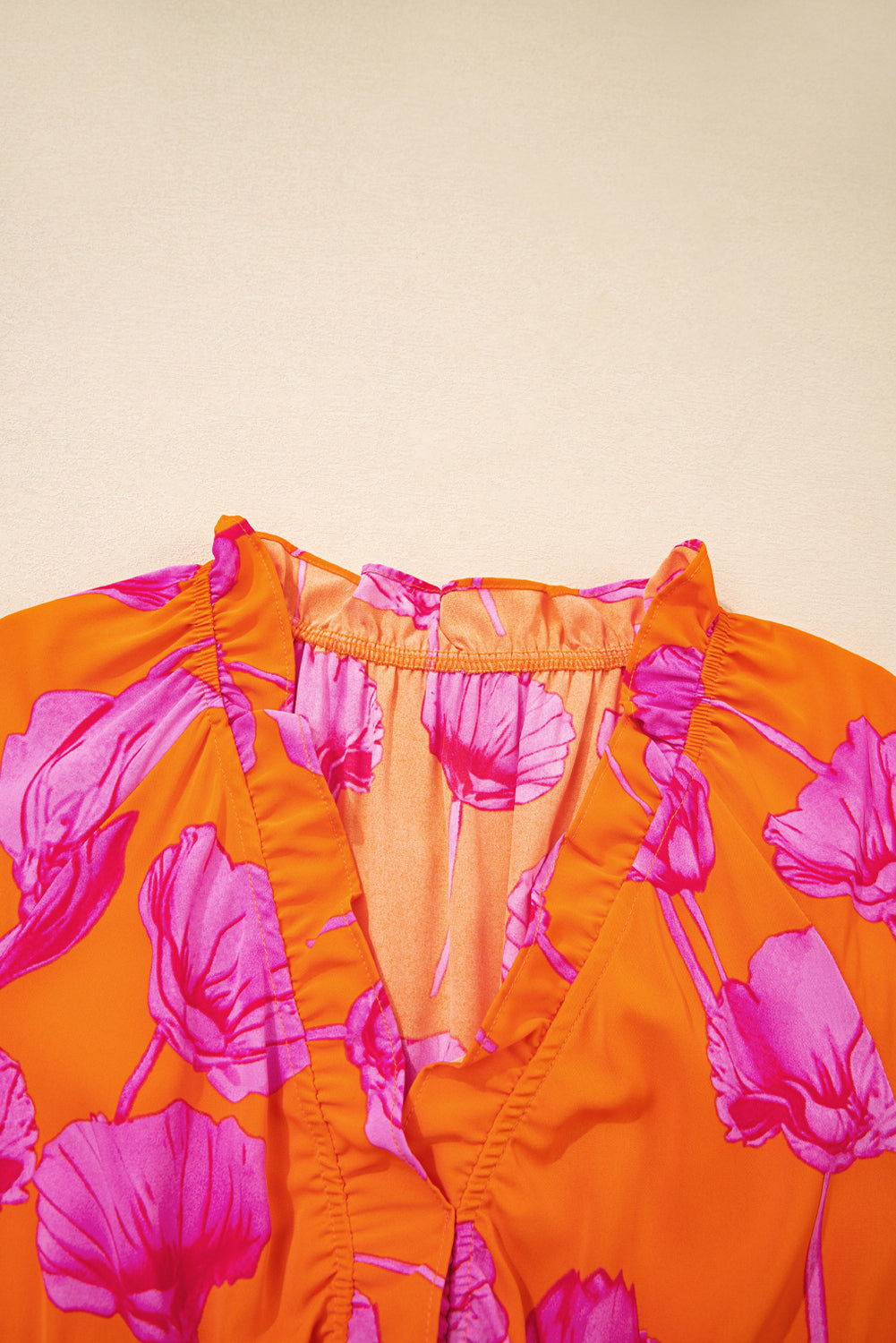 Floral Frilly Smocked V-Neck Maxi Dress