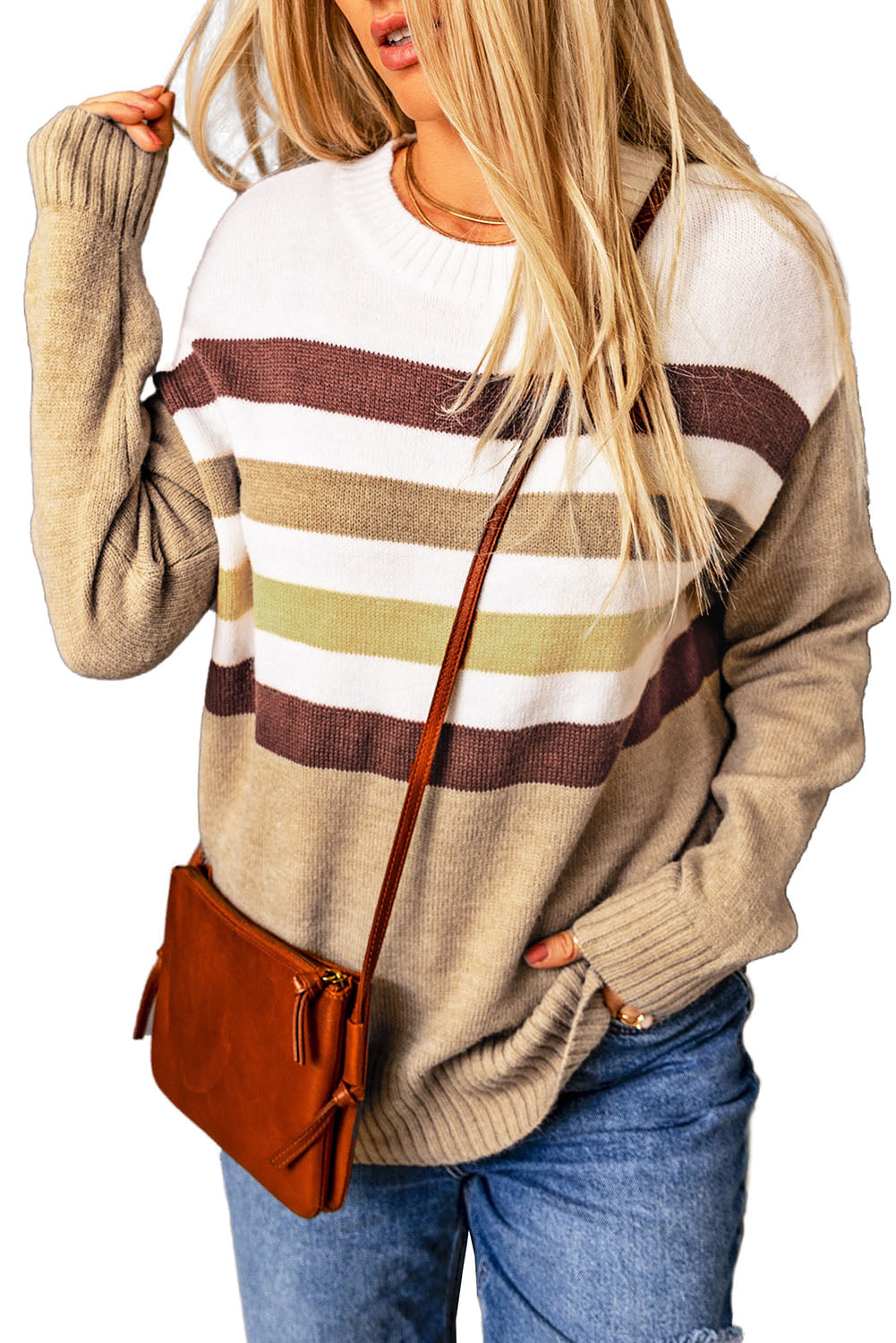 Stripe Long Sleeve Crewneck Sweater