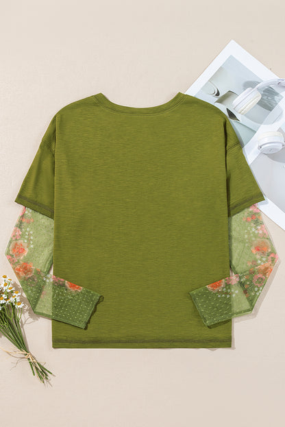 Floral Long Sleeve Patchwork Tee