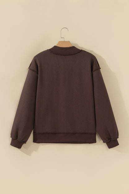 PRAY Letter Print Embroidered Mock Neck Sweatshirt