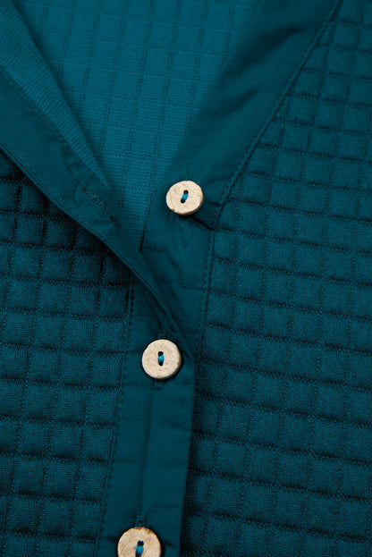 Waffle Textured Patchwork Hooded Top and Pants Set