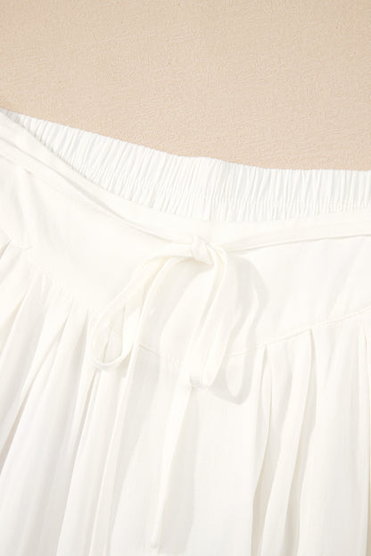Solid Drop Waist Pleated Wide Leg Pants