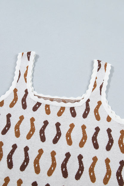 Western Horseshoe Scalloped Sleeveless Sweater Top