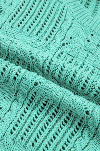 Pointelle Knit Scallop Trim Short Sleeve Sweater