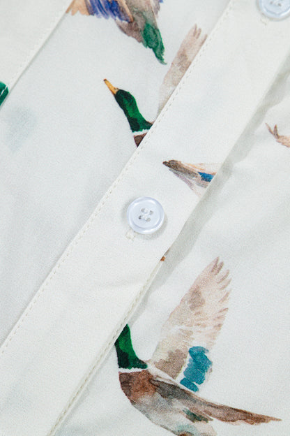 Mallard Button Flap Pocket Collared Blouse