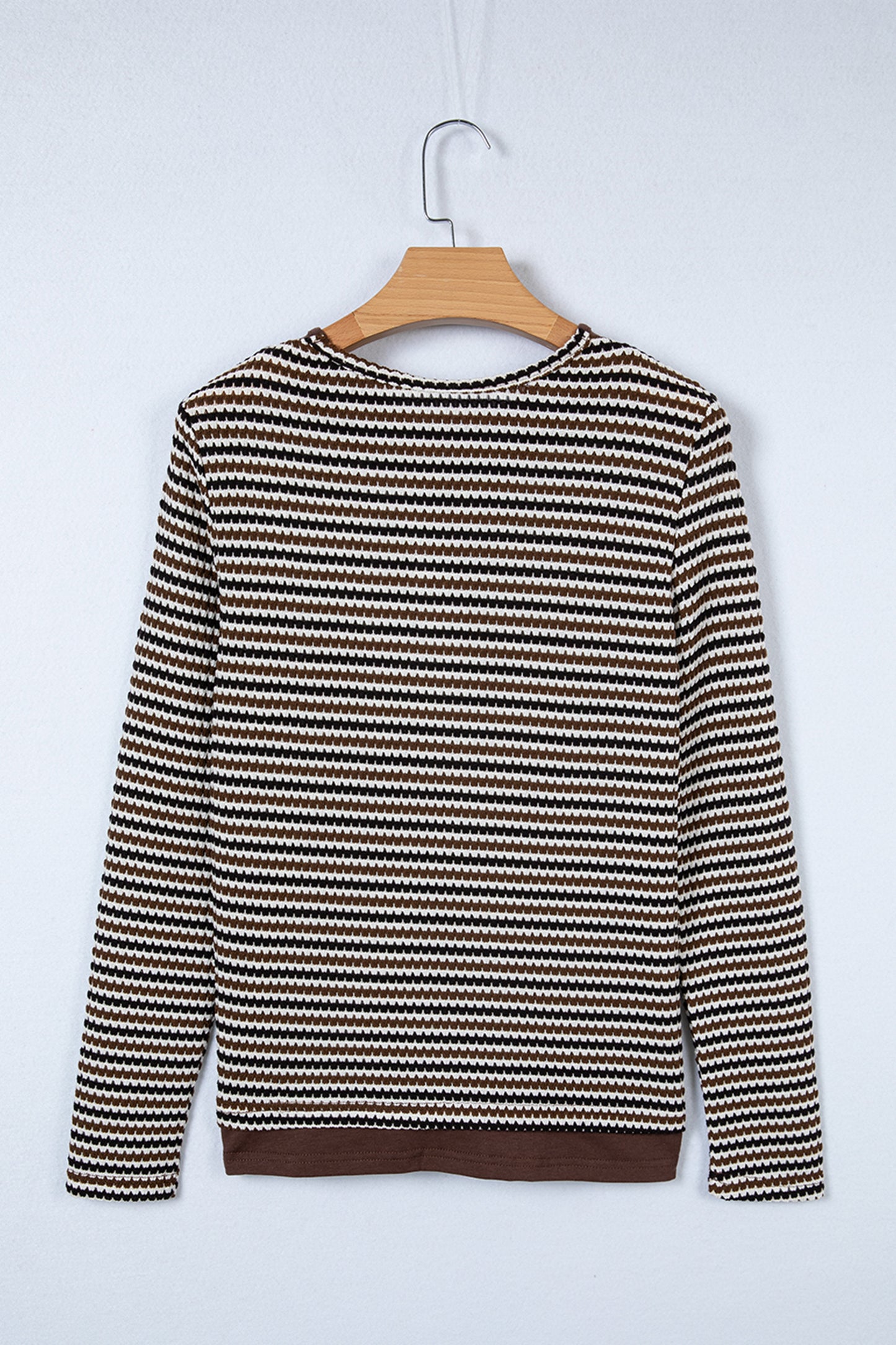 Stripe Textured Knit Long Sleeve T-Shirt