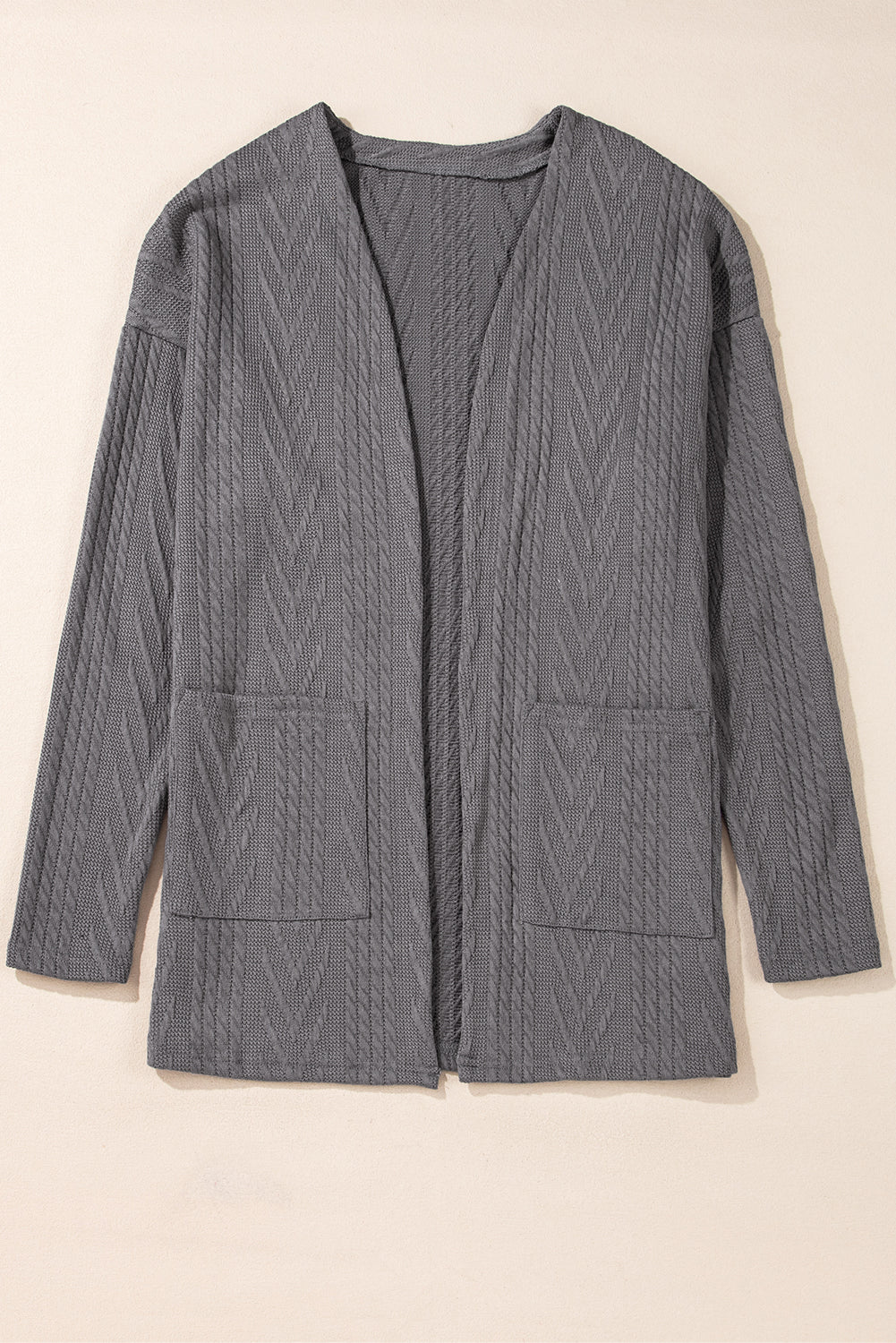 Solid Texture Open Front Cardigan