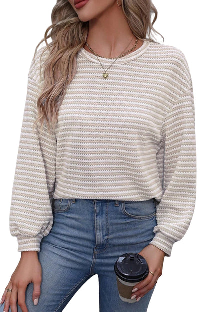 Stripe Round Neck Long Sleeve Top