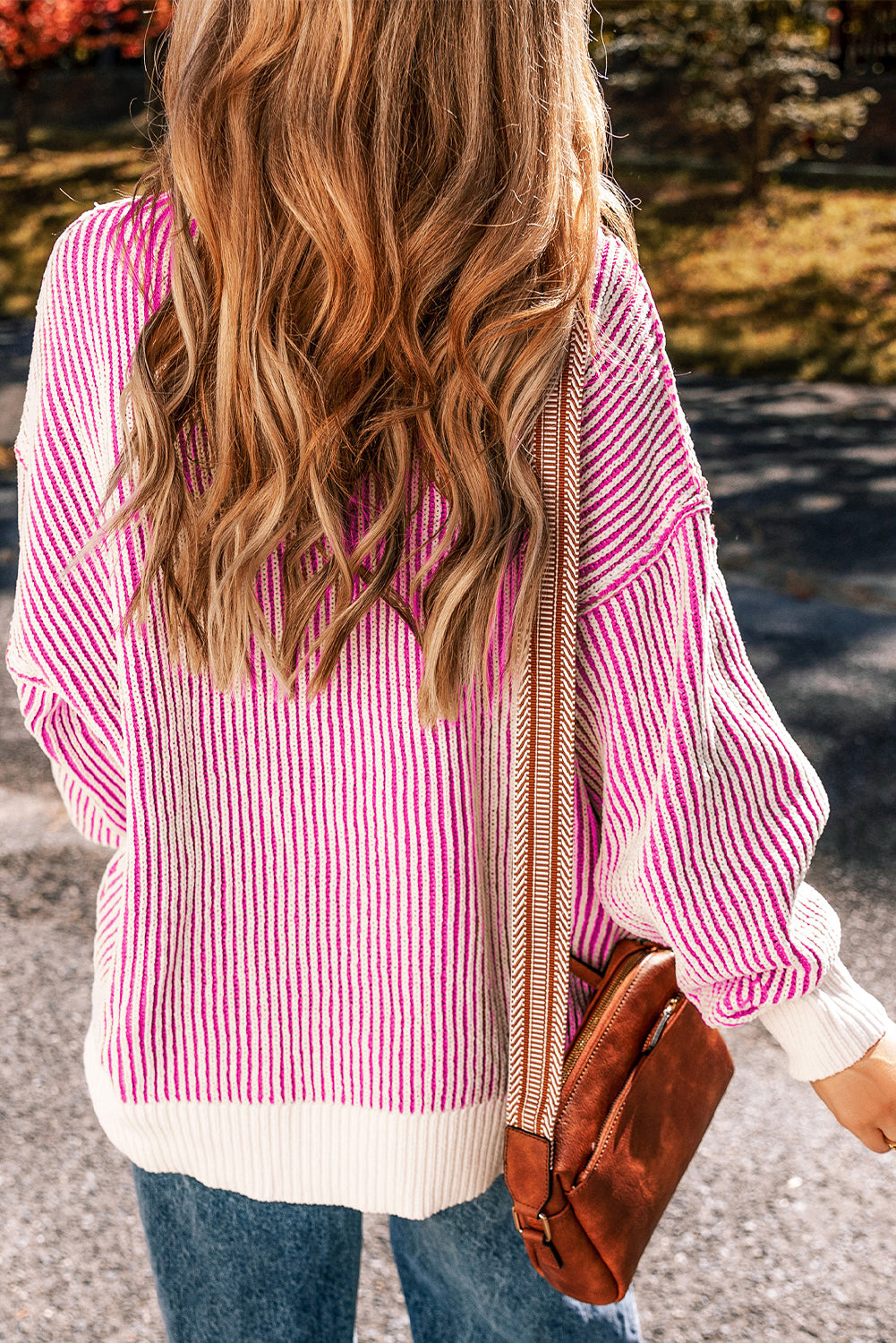 Stripe Contrast Trim Sweater