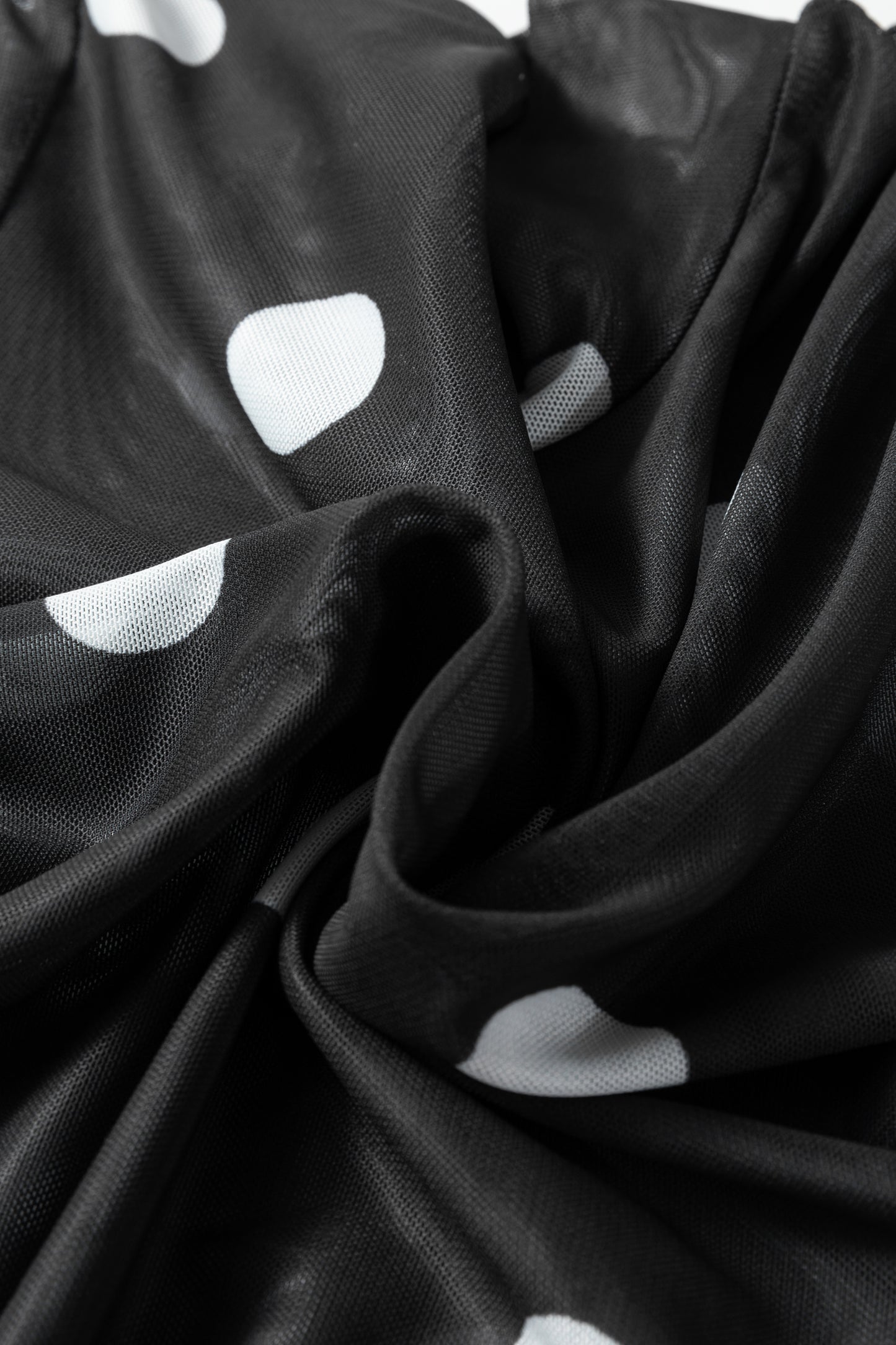 Polka Dot Mesh Long Sleeve Bodysuit