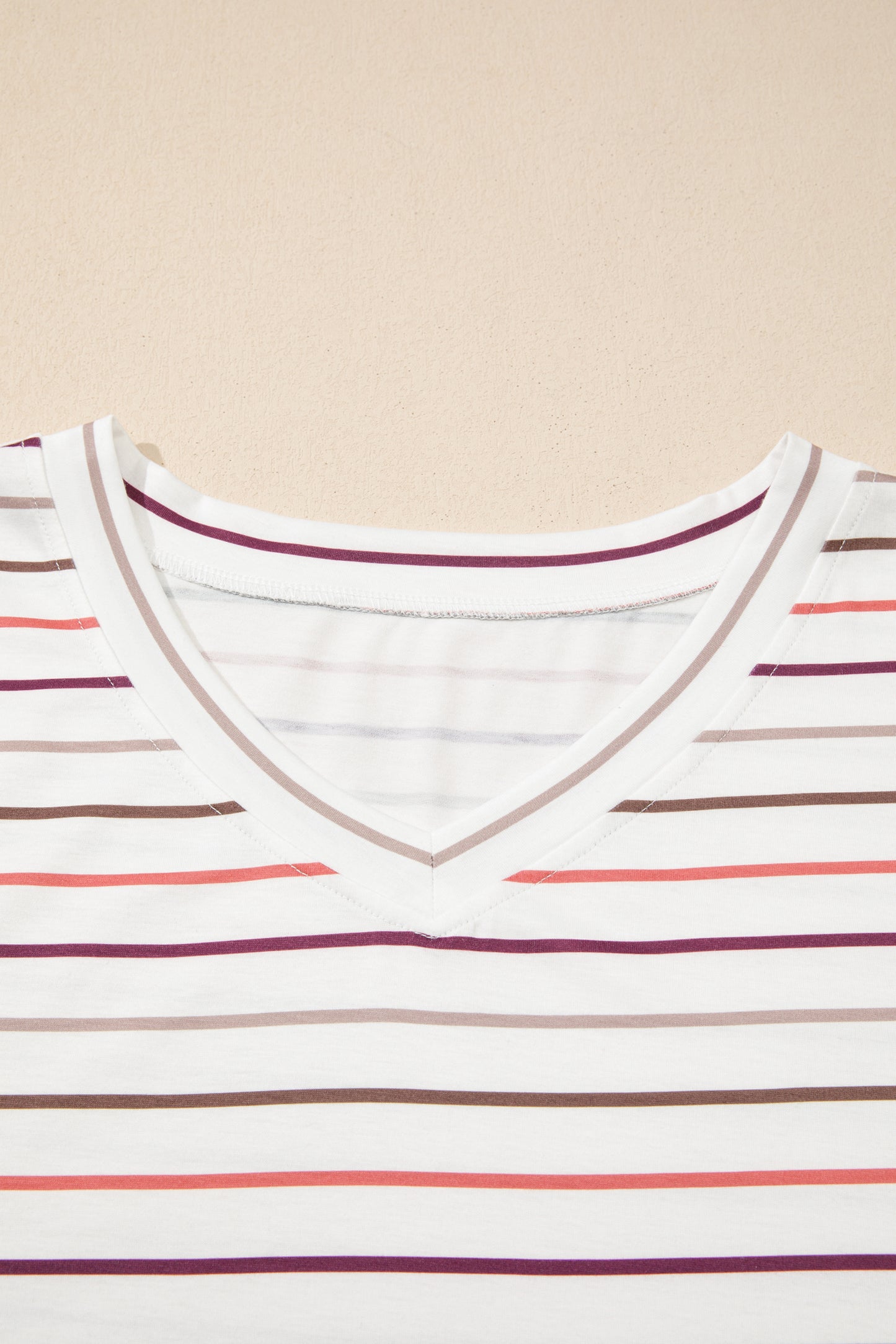 Plus Size Stripe V-Neck Short Sleeve Tee