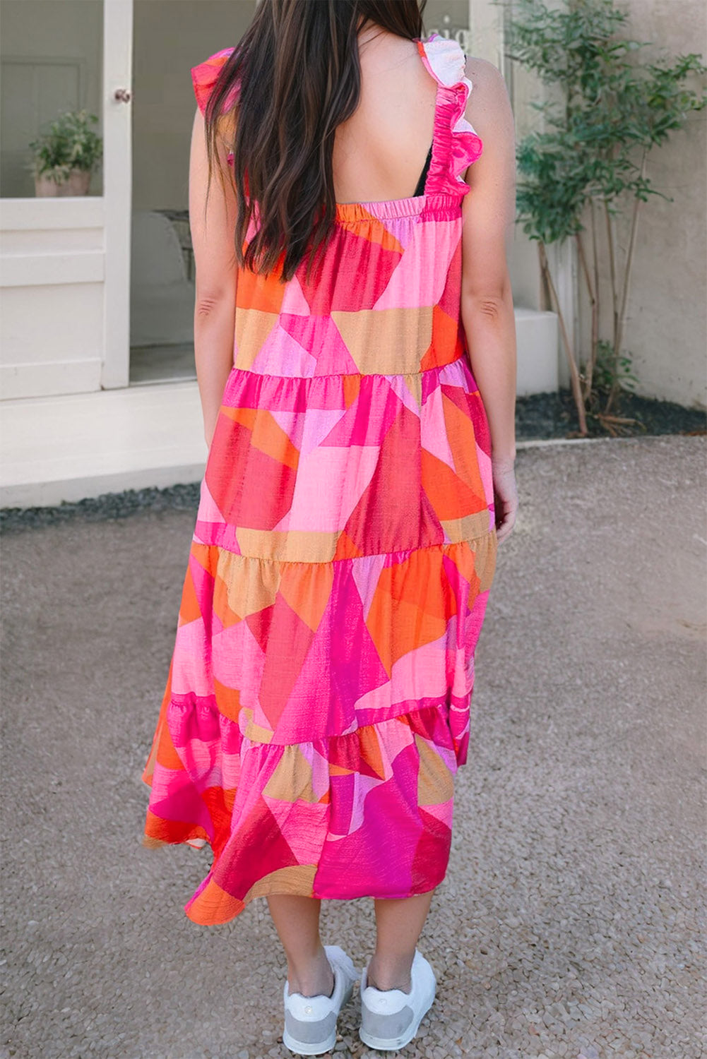 Geometric Tiered Midi Dress