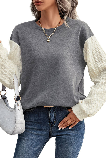 Cable Knit Sleeves Sweatshirt