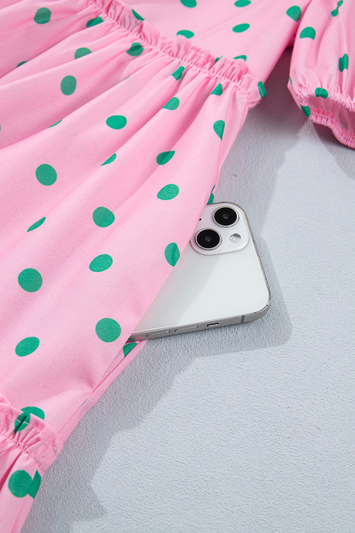 Polka Dot V-Neck Short Sleeve Tiered Mini Dress
