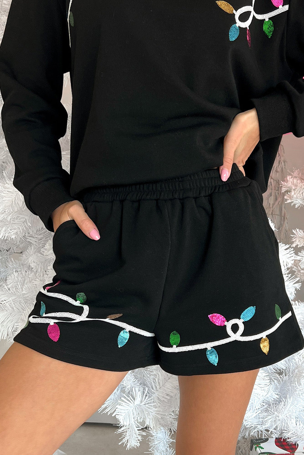 Merry Sequin Pullover and Shorts Set