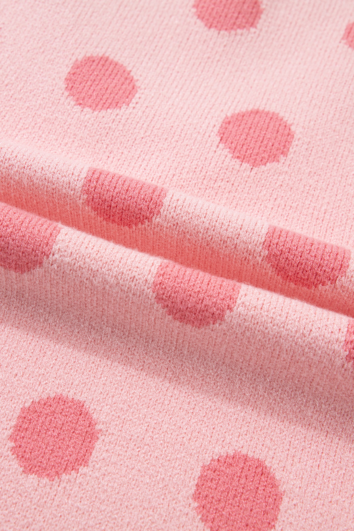Polka Dot Puff Short Sleeve V-Neck Sweater