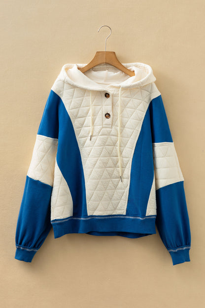 Colorblock Quilted Fleece Patchwork Oversize Hoodie