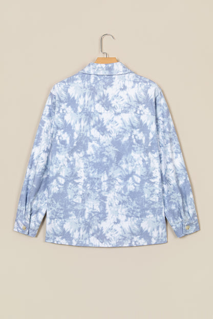 Abstract Tie Dye Patch Pocket Collared Jacket