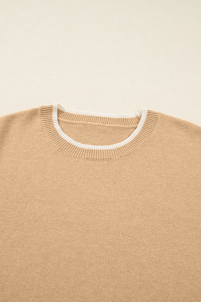 Plus Size Leopard Bow Split Cuff Sweater