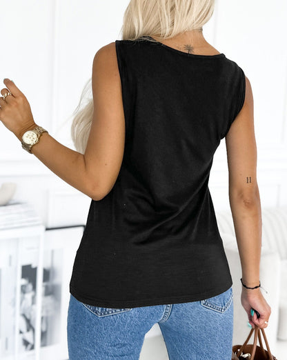 Twist Front Cutout Tank Top