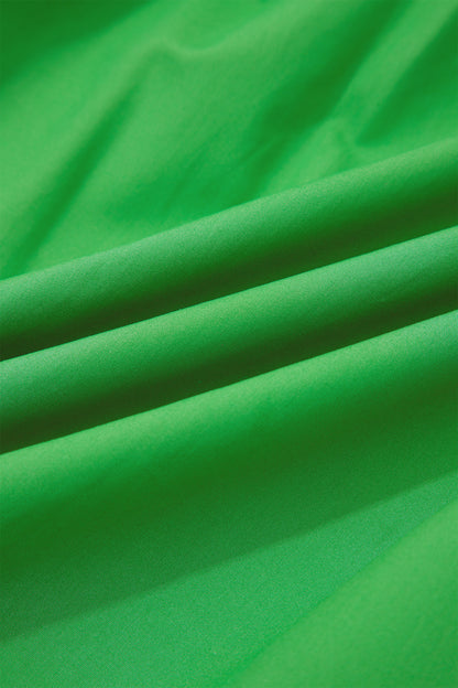 Colorblock Split Neck Puff Sleeve Mini Dress