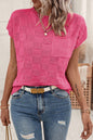 Lattice Short Sleeve Pocketed Sweater