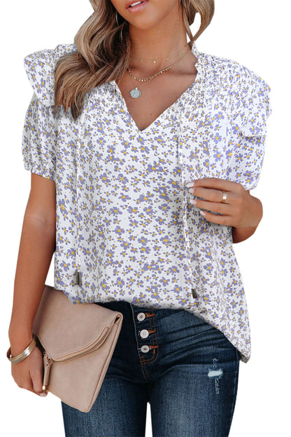 Floral Smocked Ruffle T-Shirt