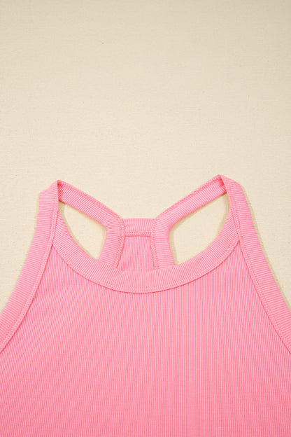 Solid Tank Top & Elastic Waist Mini Skort Set