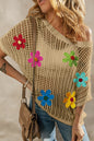 Floral Crochet Hollowed Knit T-Shirt