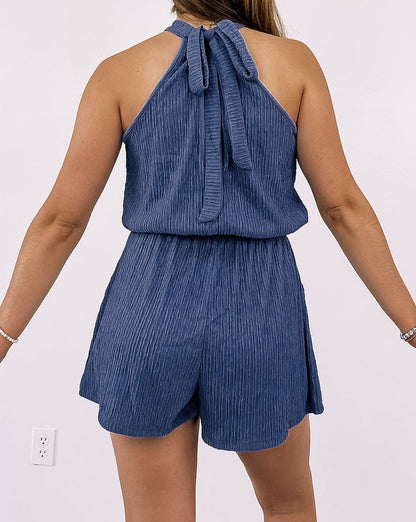 Crinkle Textured Tie Back Romper