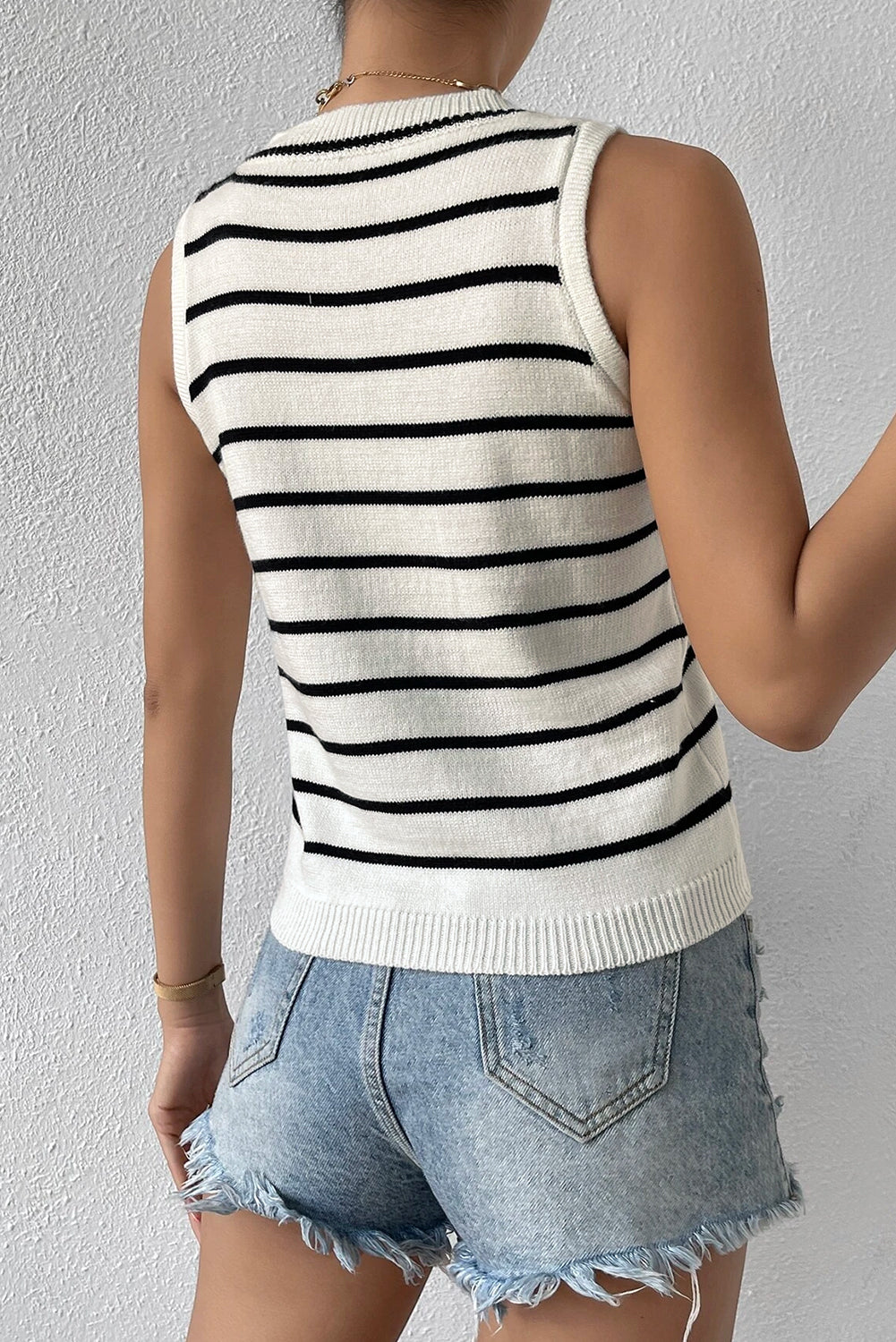 Stripe Round Neck Sweater Top