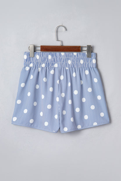 Polka Dot Shirred High Waist Shorts