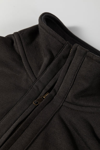 Waffle Knit Patchwork Half-Zip Sweatshirt