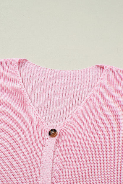 Solid Button Front V-Neck Sweater Knit Vest