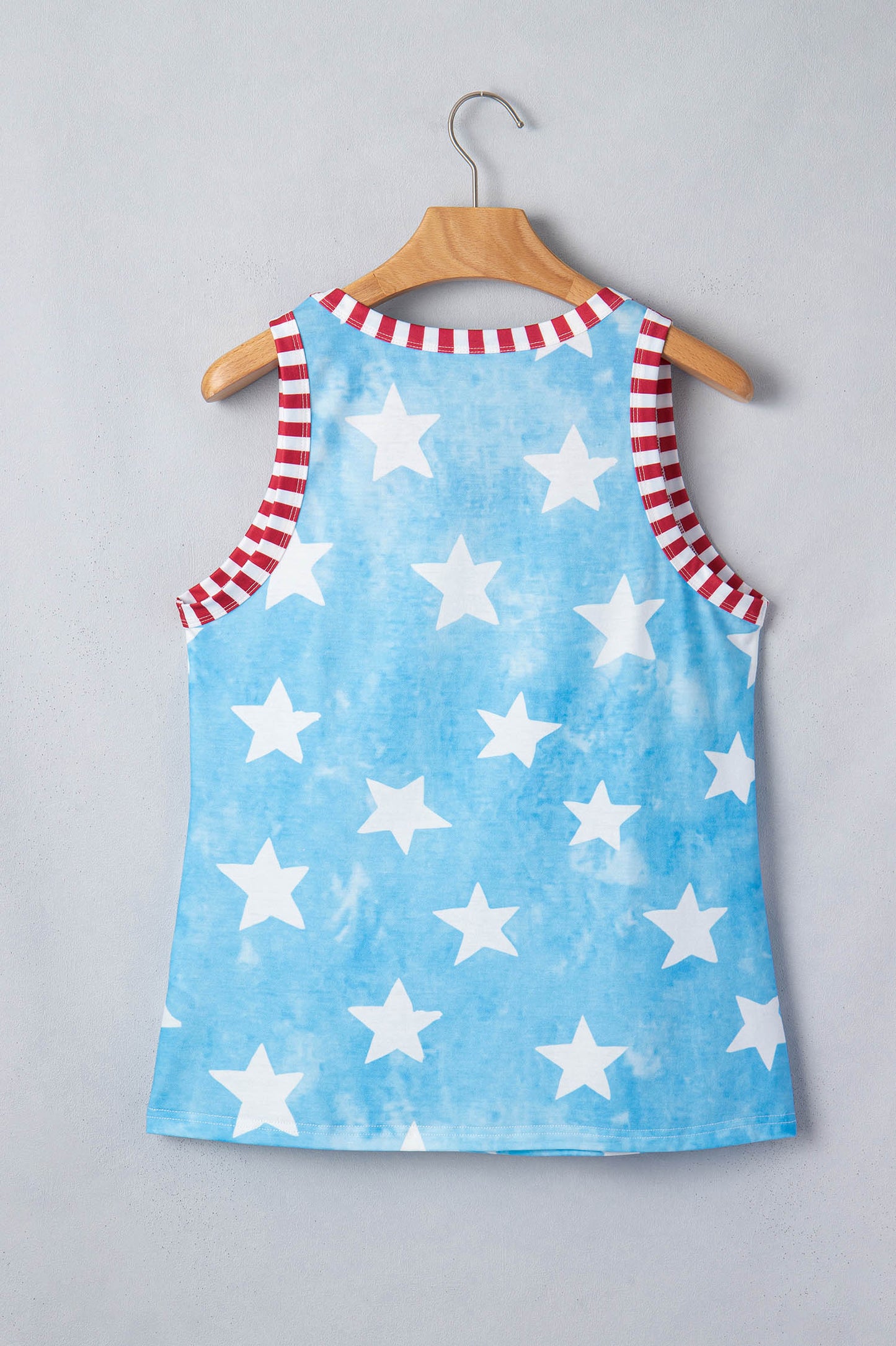 Americana Stars Stripe Trim Round Neck Tank Top