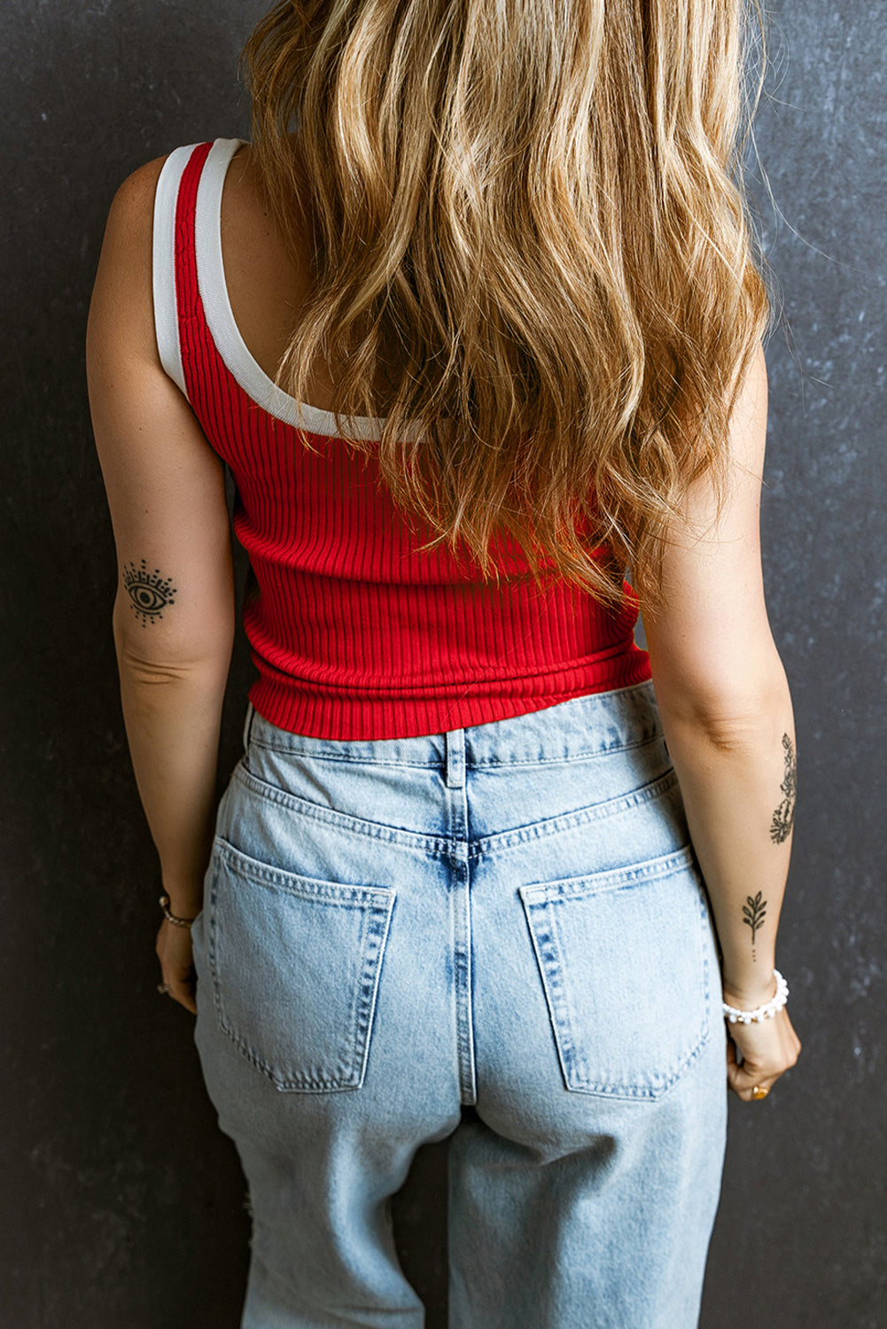 Colorblock Ribbed Scoop Neck Tank Top